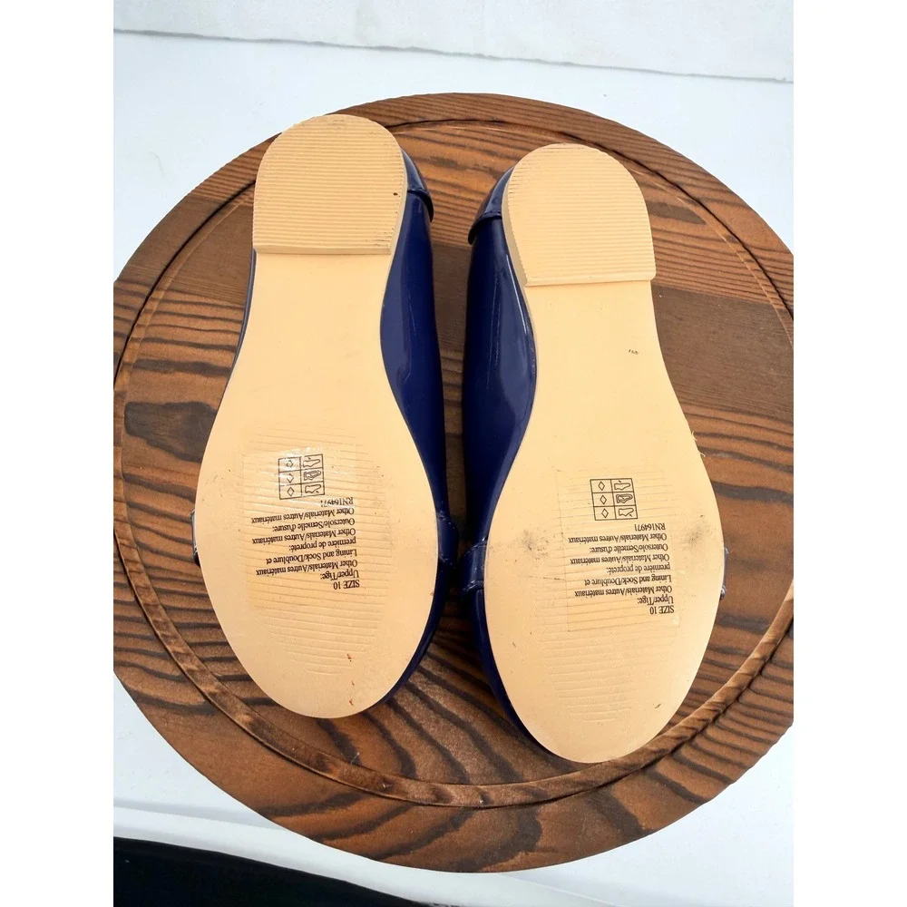 Janie and Jack Patent Leather Horse Bit Flats Girls Toddler Size‎ 10 Blue Gold